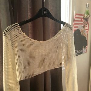 Trendy off the shoulder White cropped top